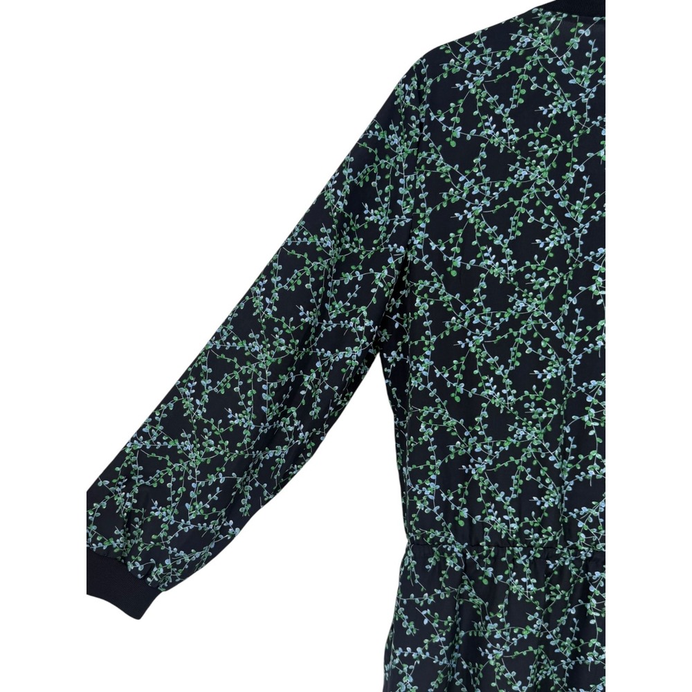 Lauren Ralph Lauren Womens Long Sleeve Floral Drawstring Waist Dress Navy Sz 10 - Picture 12 of 13